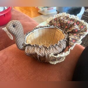 Avon Brown and White Polka Dot Turkey Basket